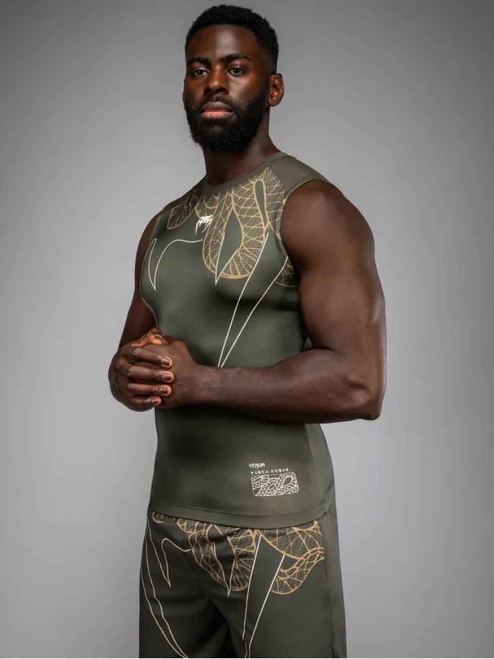NWT Venum Khaki, Bronze, & Ivory Serpenti Sleeveless Rashguard